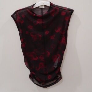 Abercrombie & Fitch Black and Red Floral Blouse